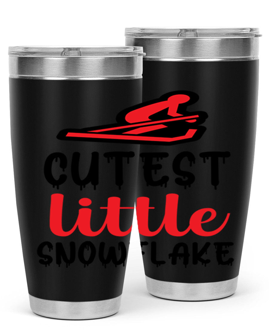 Cutest Little Snowflake 87# Tumbler in 20oz and 30oz sizes, showcasing a charming snowflake design on a stainless steel body.