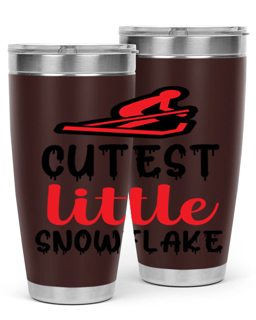 Cutest Little Snowflake 87# Tumbler in 20oz and 30oz sizes, showcasing a charming snowflake design on a stainless steel body.
