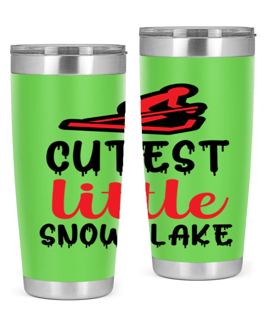 Cutest Little Snowflake 87# Tumbler in 20oz and 30oz sizes, showcasing a charming snowflake design on a stainless steel body.