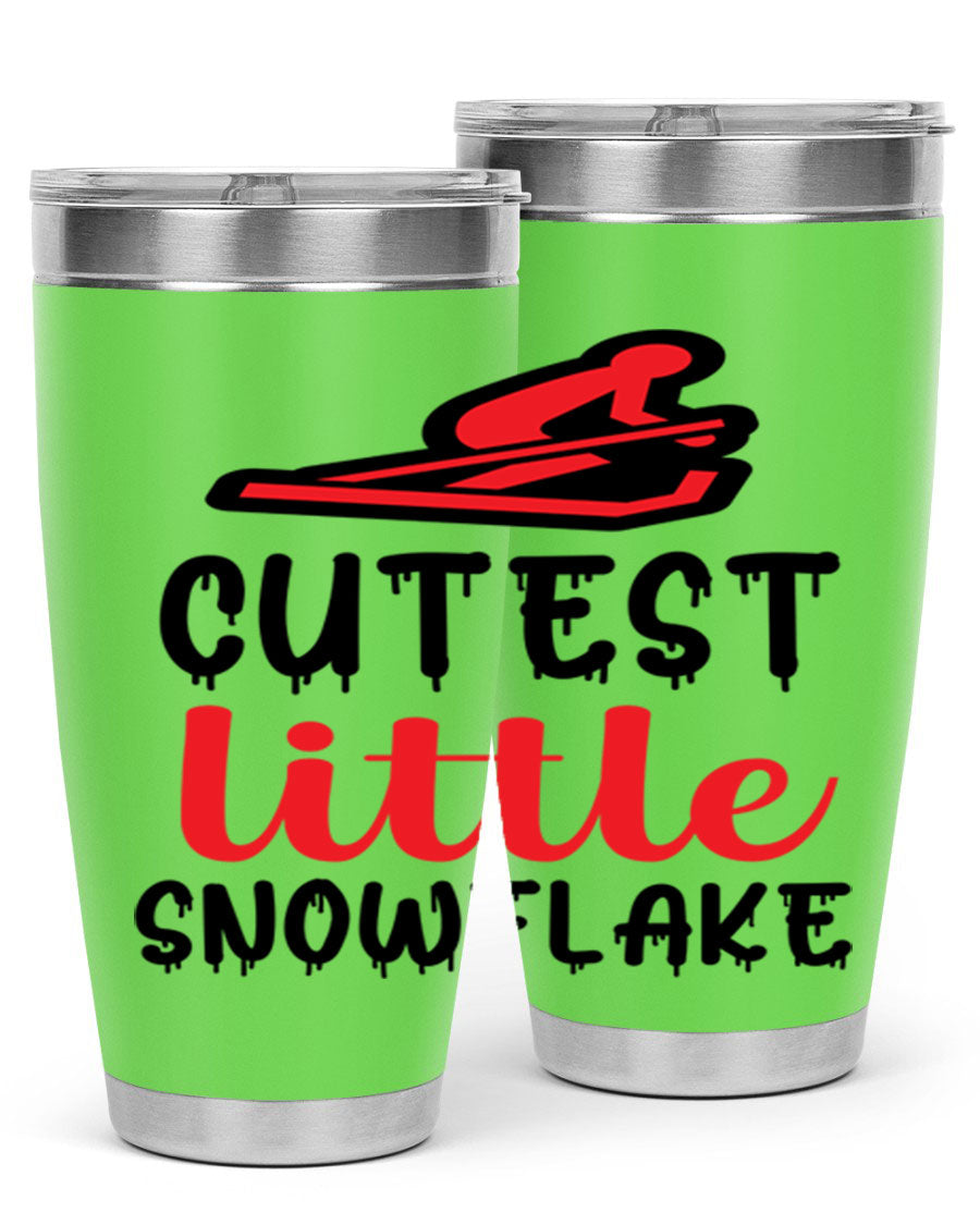 Cutest Little Snowflake 87# Tumbler in 20oz and 30oz sizes, showcasing a charming snowflake design on a stainless steel body.