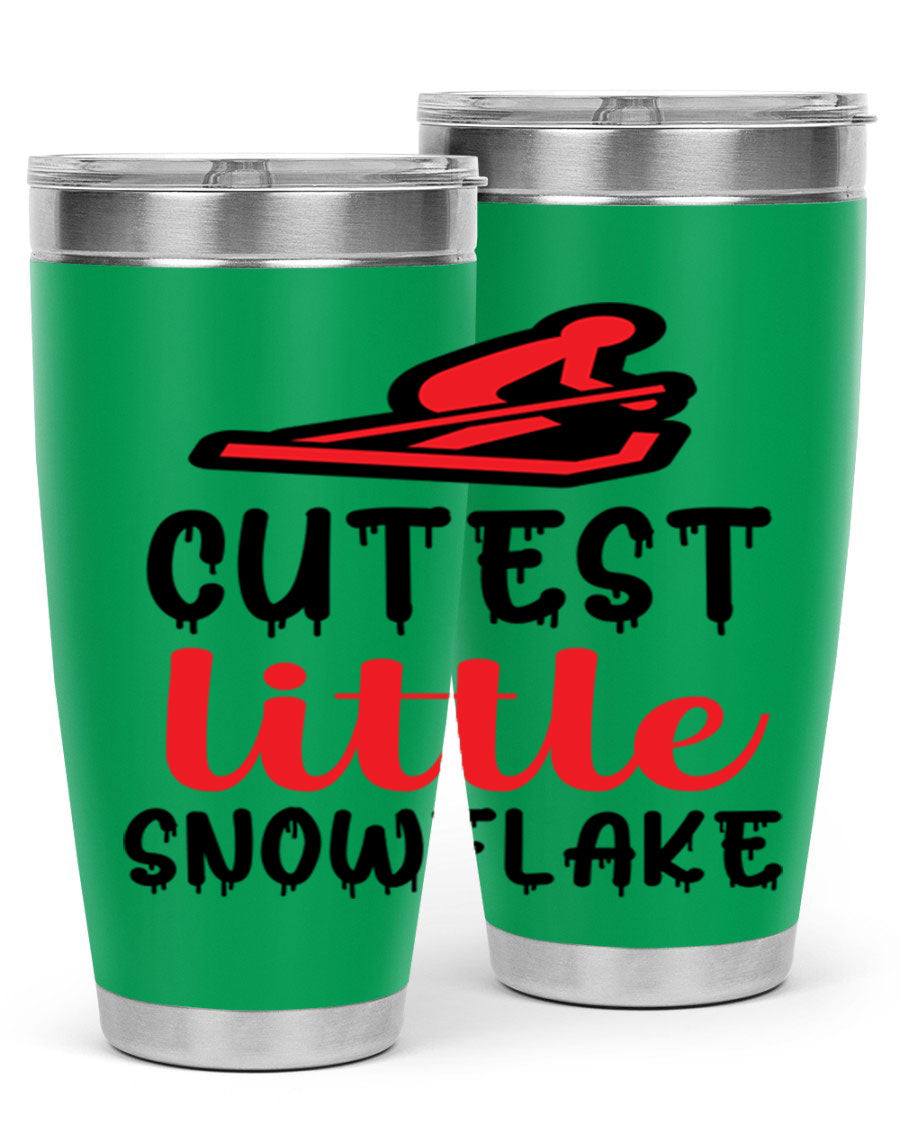 Cutest Little Snowflake 87# Tumbler in 20oz and 30oz sizes, showcasing a charming snowflake design on a stainless steel body.
