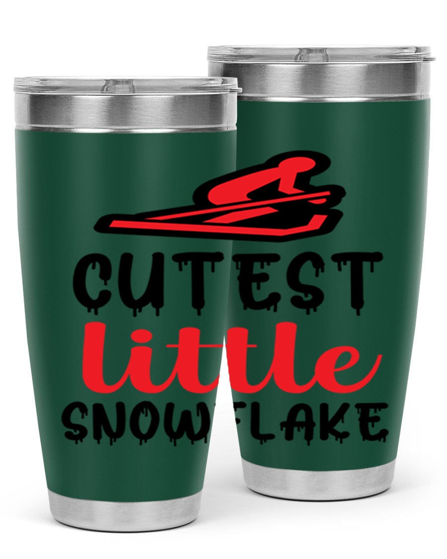 Cutest Little Snowflake 87# Tumbler in 20oz and 30oz sizes, showcasing a charming snowflake design on a stainless steel body.
