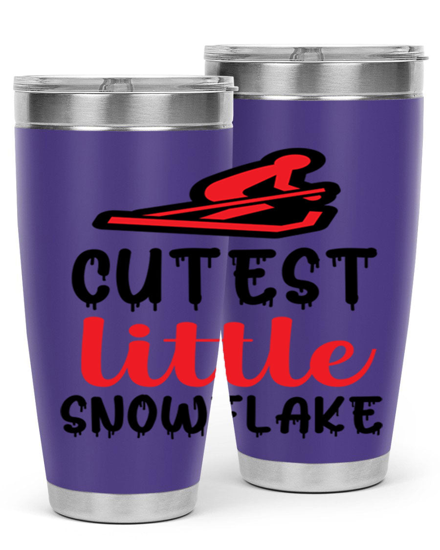 Cutest Little Snowflake 87# Tumbler in 20oz and 30oz sizes, showcasing a charming snowflake design on a stainless steel body.