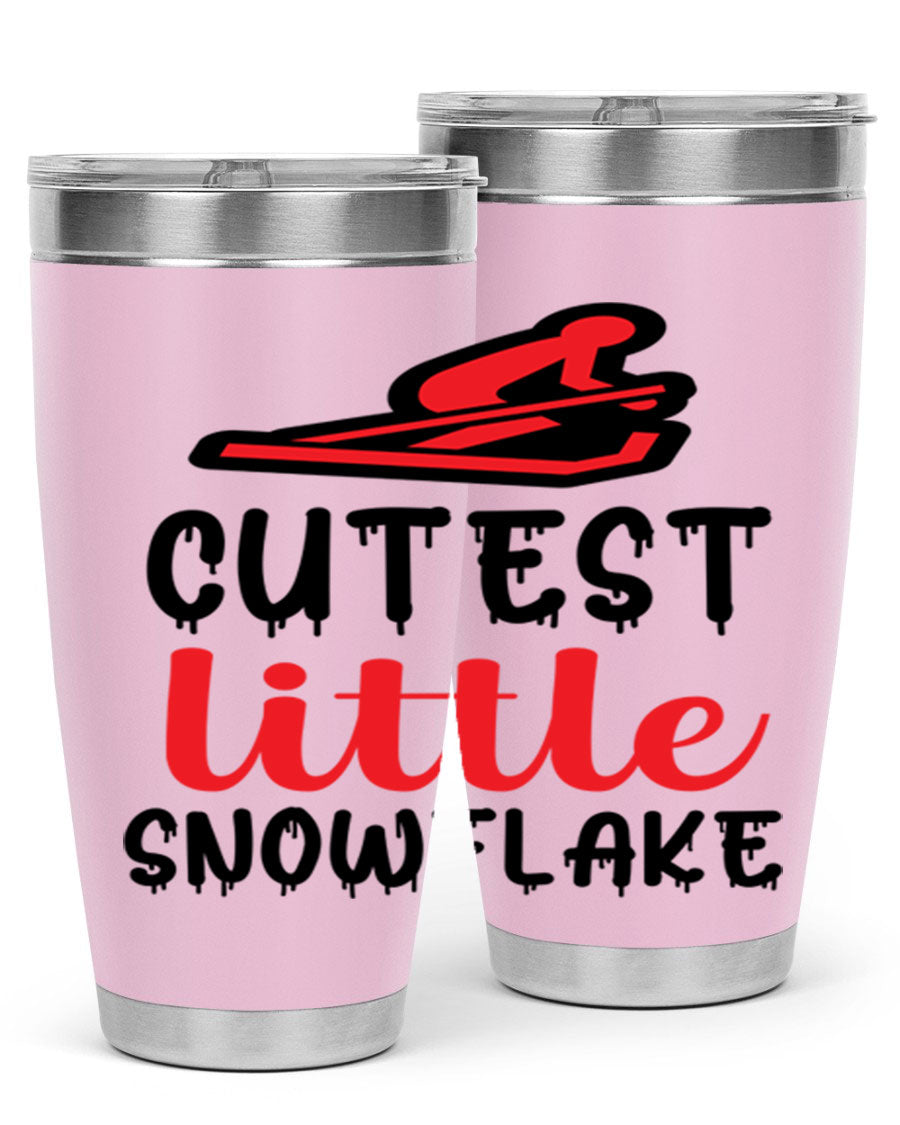 Cutest Little Snowflake 87# Tumbler in 20oz and 30oz sizes, showcasing a charming snowflake design on a stainless steel body.
