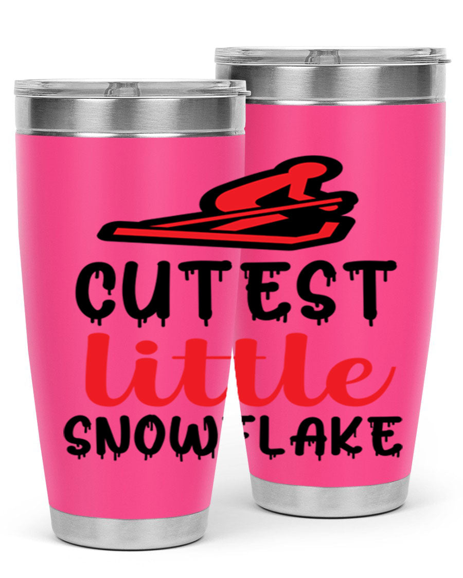 Cutest Little Snowflake 87# Tumbler in 20oz and 30oz sizes, showcasing a charming snowflake design on a stainless steel body.