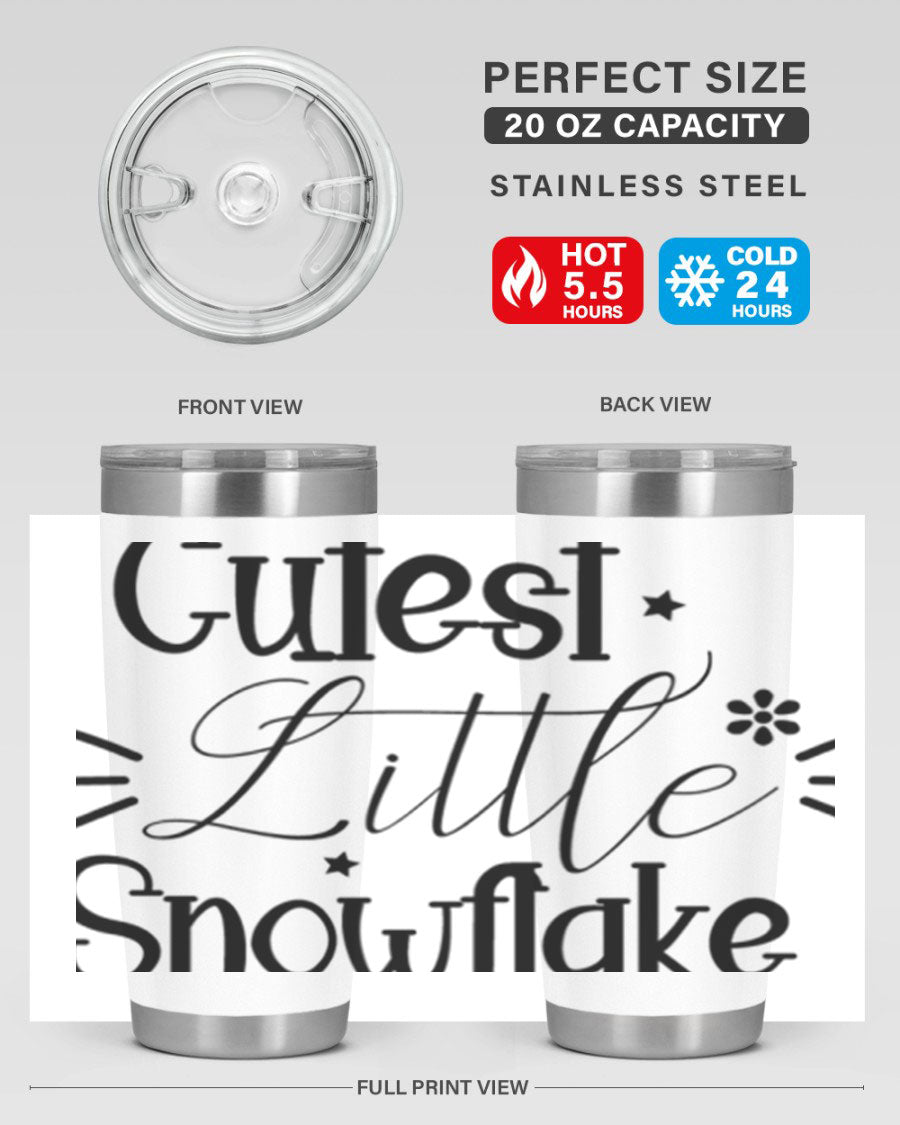 Cutest Little Snowflake90# 20oz Tumbler featuring a charming snowflake design, double wall vacuum insulation, and a press-in drink-thru lid.