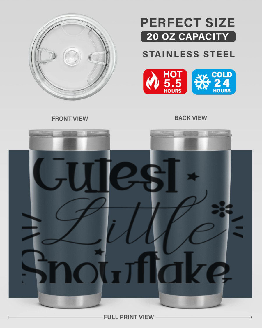 Cutest Little Snowflake90# 20oz Tumbler featuring a charming snowflake design, double wall vacuum insulation, and a press-in drink-thru lid.