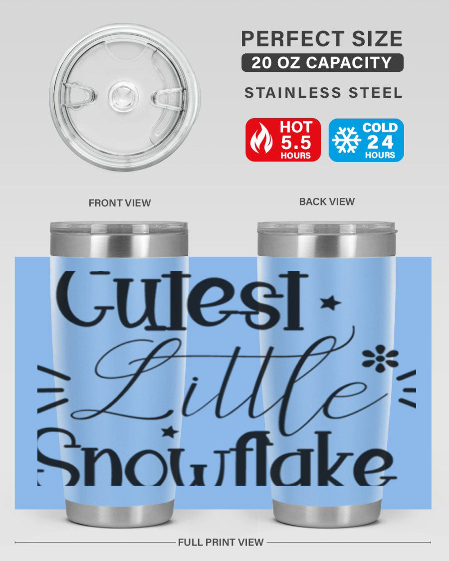 Cutest Little Snowflake90# 20oz Tumbler featuring a charming snowflake design, double wall vacuum insulation, and a press-in drink-thru lid.