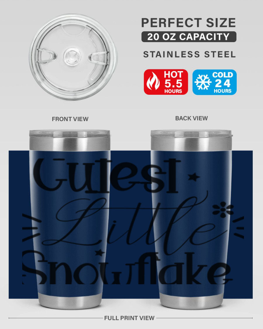 Cutest Little Snowflake90# 20oz Tumbler featuring a charming snowflake design, double wall vacuum insulation, and a press-in drink-thru lid.
