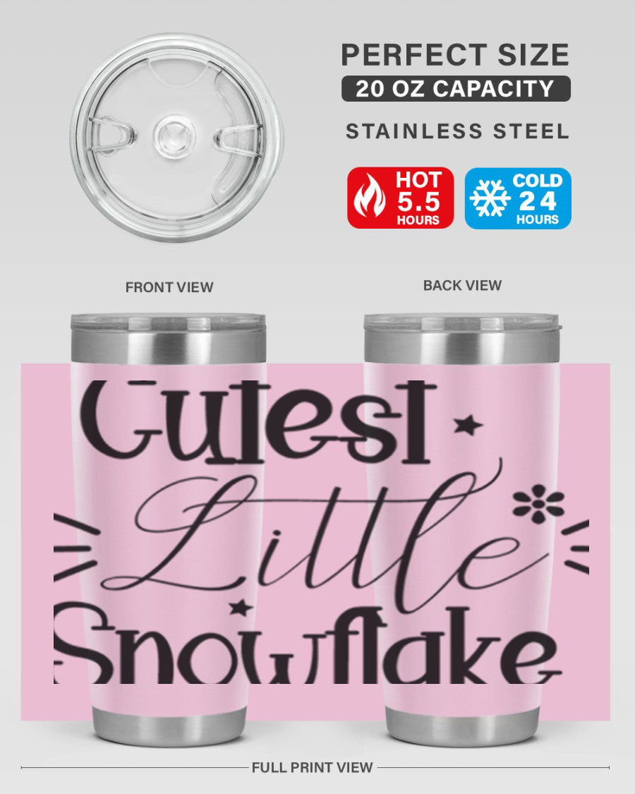 Cutest Little Snowflake90# 20oz Tumbler featuring a charming snowflake design, double wall vacuum insulation, and a press-in drink-thru lid.