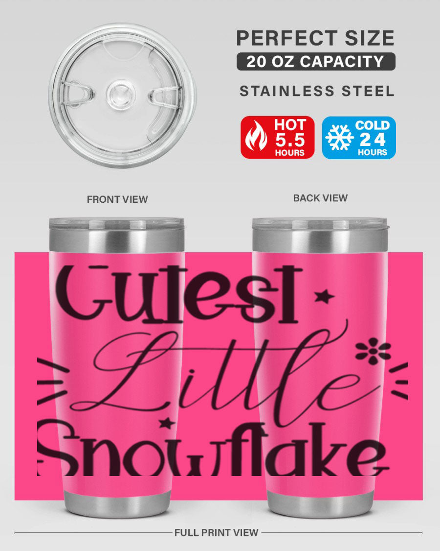 Cutest Little Snowflake90# 20oz Tumbler featuring a charming snowflake design, double wall vacuum insulation, and a press-in drink-thru lid.