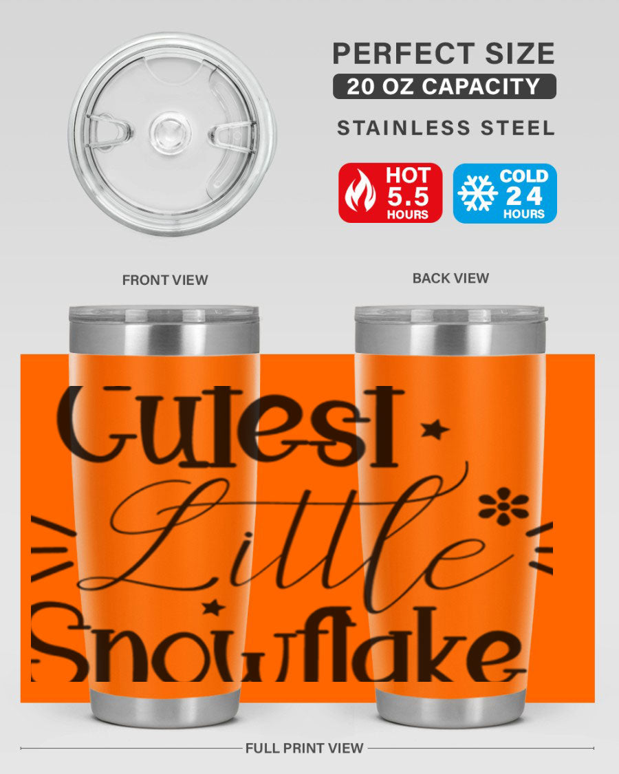 Cutest Little Snowflake90# 20oz Tumbler featuring a charming snowflake design, double wall vacuum insulation, and a press-in drink-thru lid.