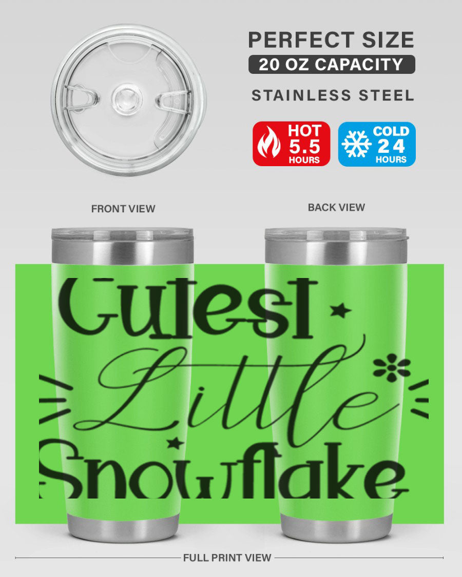 Cutest Little Snowflake90# 20oz Tumbler featuring a charming snowflake design, double wall vacuum insulation, and a press-in drink-thru lid.