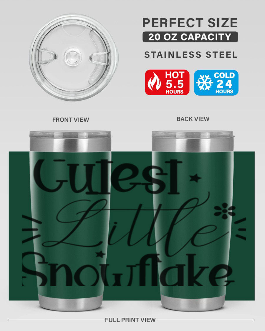 Cutest Little Snowflake90# 20oz Tumbler featuring a charming snowflake design, double wall vacuum insulation, and a press-in drink-thru lid.