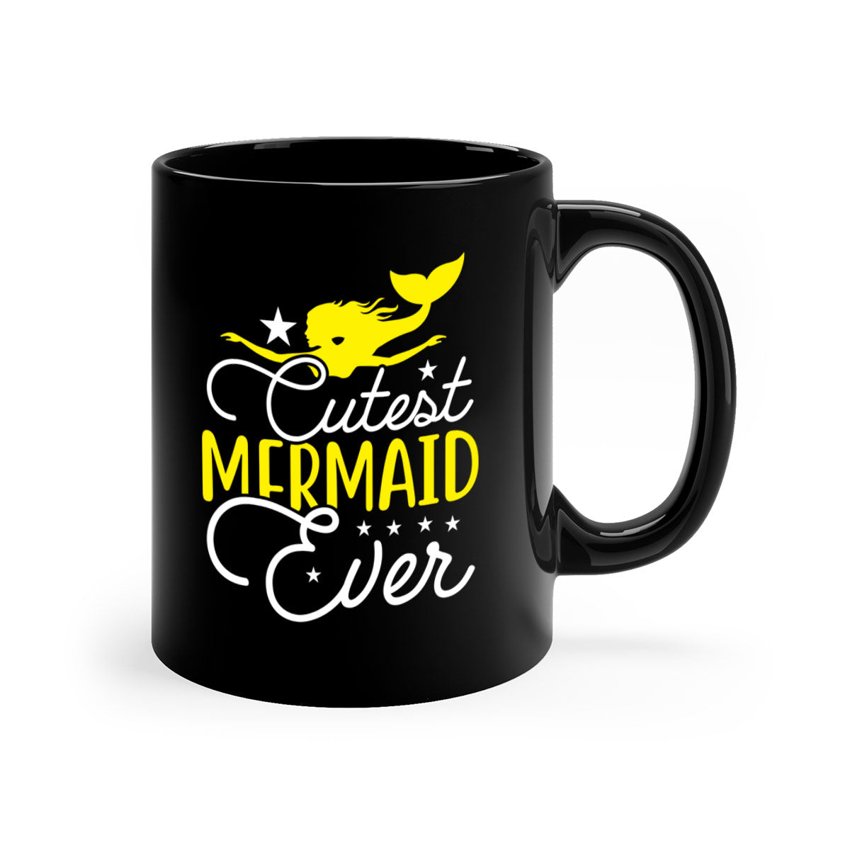 Cutest Mermaid Ever 92# Mug featuring a glossy finish and colorful handle, perfect for coffee and tea lovers.