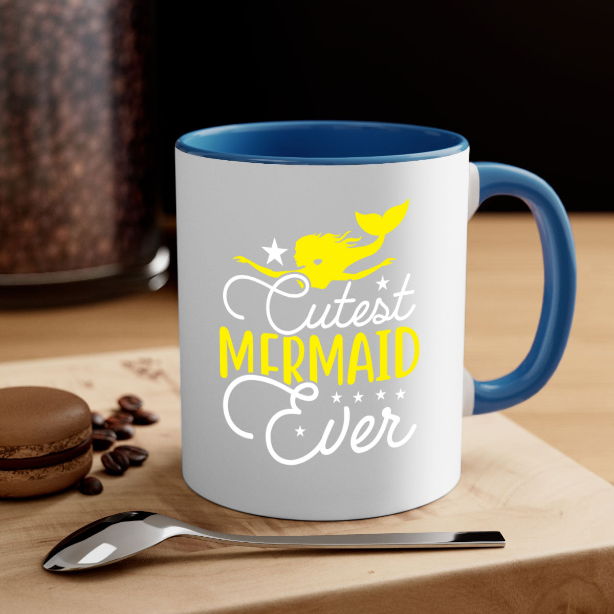 Cutest Mermaid Ever 92# Mug featuring a glossy finish and colorful handle, perfect for coffee and tea lovers.