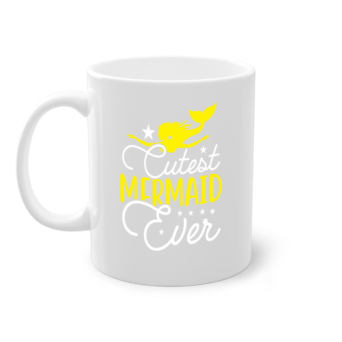 Cutest Mermaid Ever 92# Mug featuring a glossy finish and colorful handle, perfect for coffee and tea lovers.