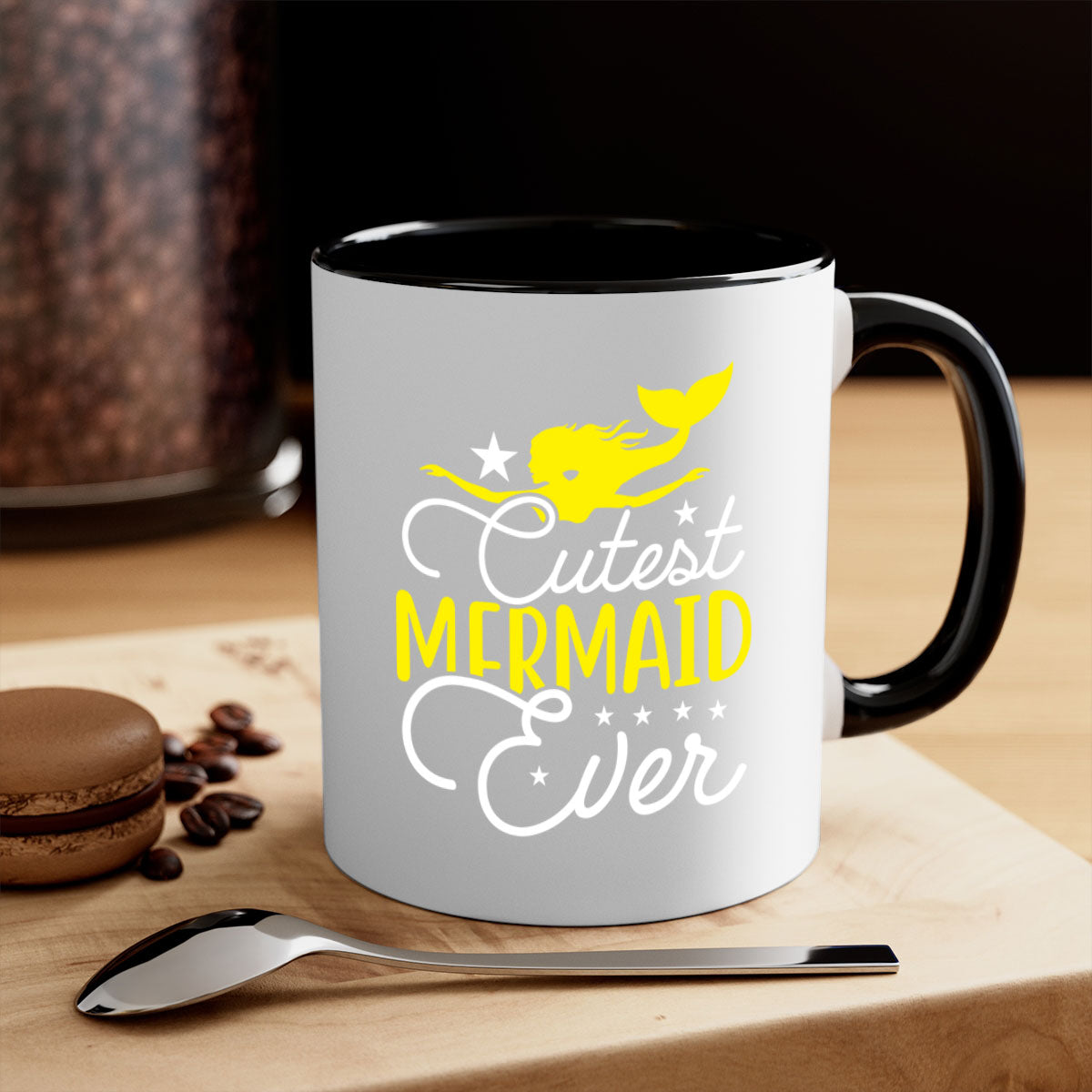Cutest Mermaid Ever 92# Mug featuring a glossy finish and colorful handle, perfect for coffee and tea lovers.
