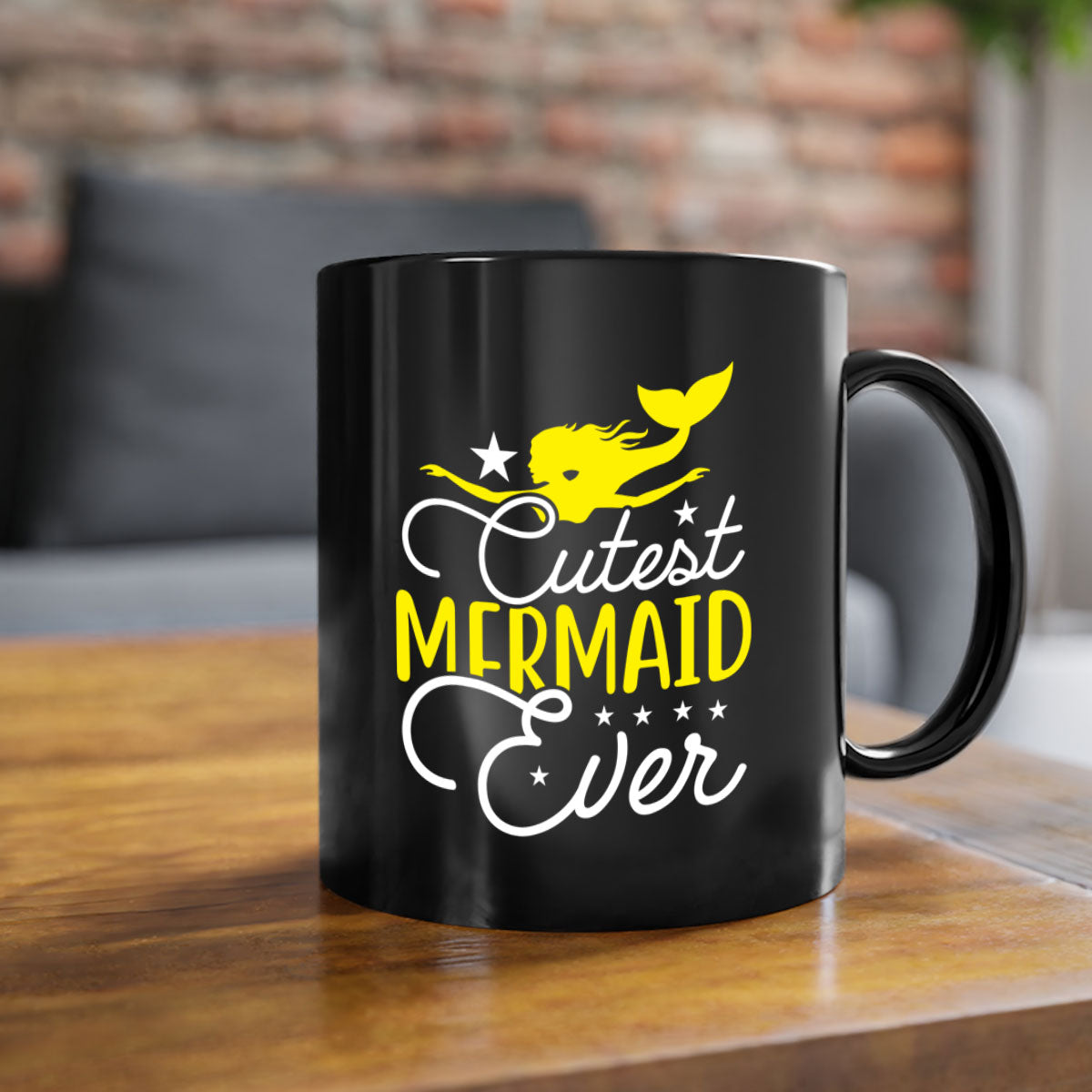 Cutest Mermaid Ever 92# Mug featuring a glossy finish and colorful handle, perfect for coffee and tea lovers.
