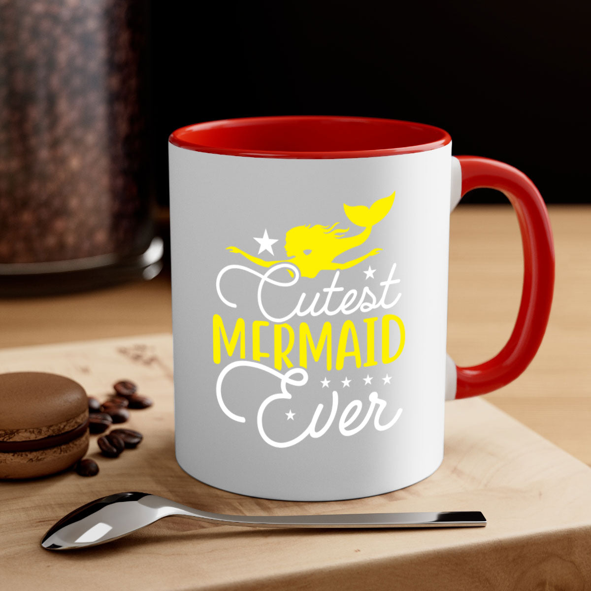 Cutest Mermaid Ever 92# Mug featuring a glossy finish and colorful handle, perfect for coffee and tea lovers.