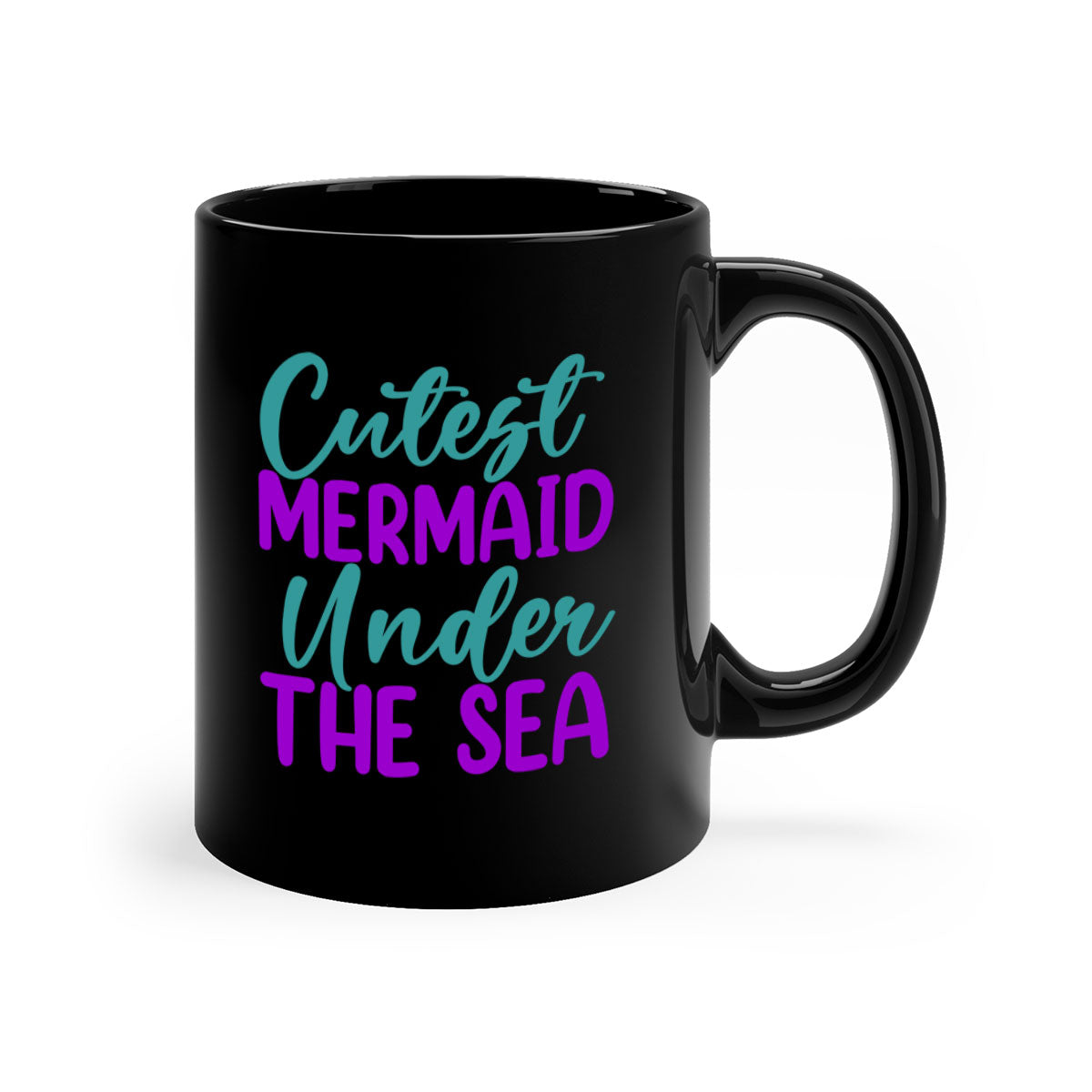 Cutest Mermaid Under The Sea Mug with colorful handle and glossy finish, perfect for coffee or tea lovers.