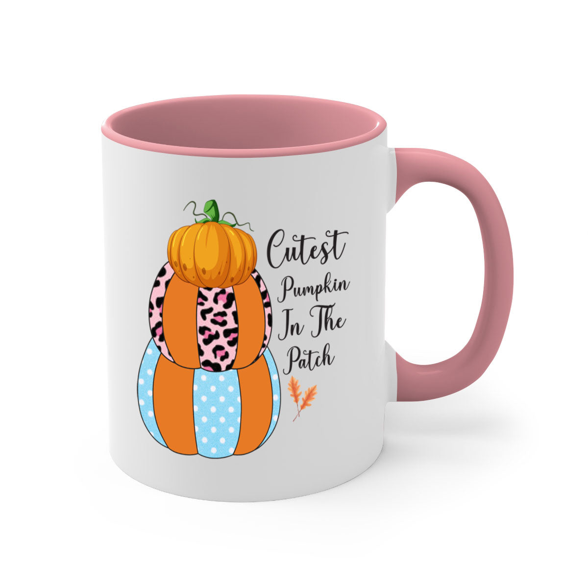 Cutest Pumpkin in the Patch mug with a glossy finish, featuring a colored handle and interior, available in five colors.