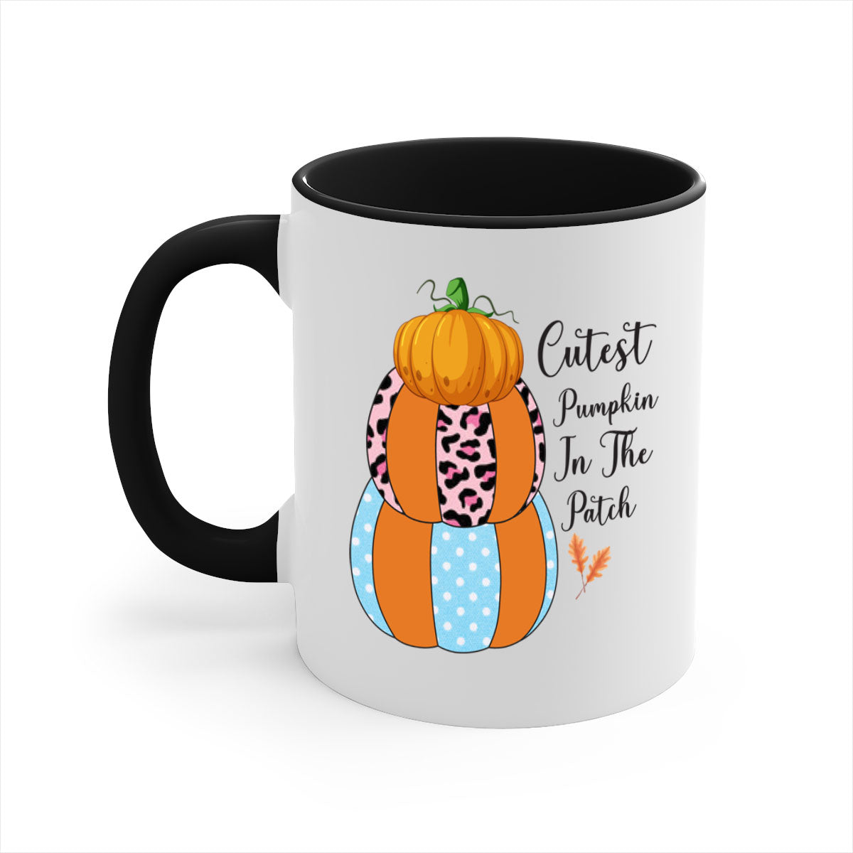 Cutest Pumpkin in the Patch mug with a glossy finish, featuring a colored handle and interior, available in five colors.