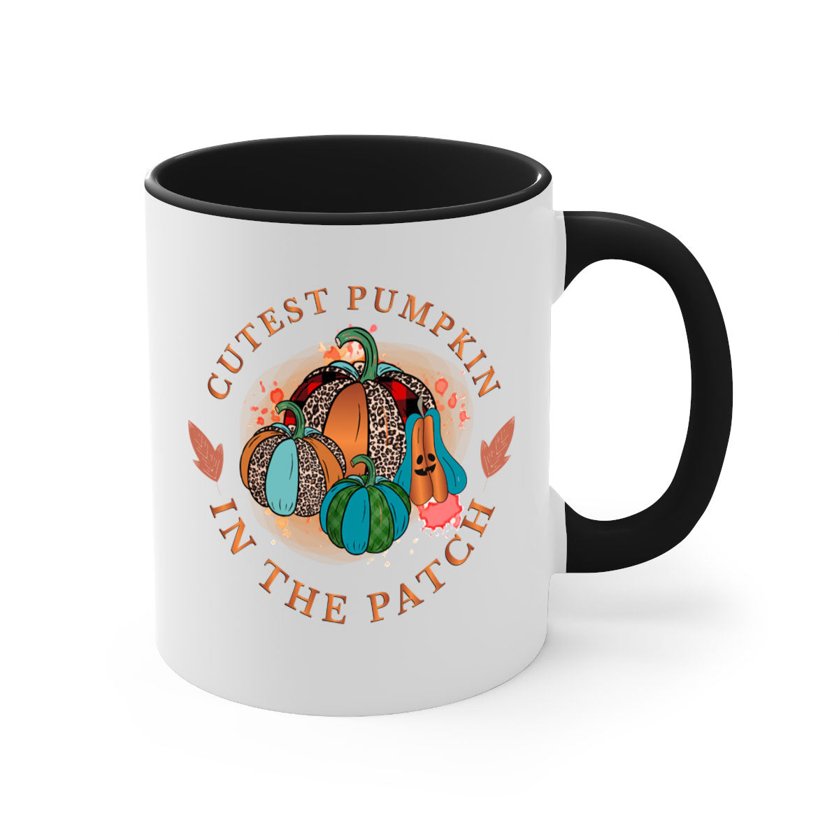 Cutest Pumpkin in the Patch Mug with a glossy finish and colorful handle, perfect for fall beverages.