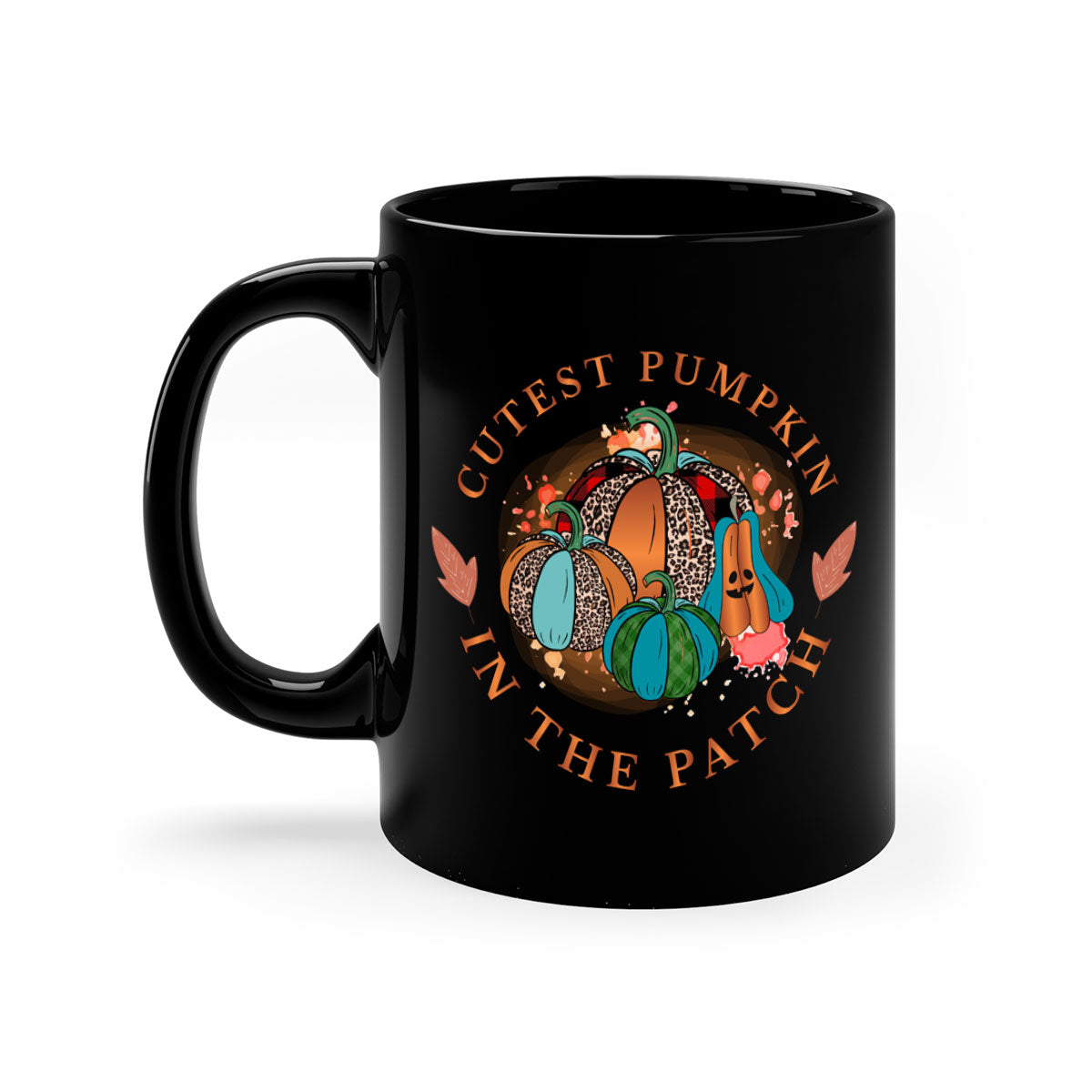 Cutest Pumpkin in the Patch Mug with a glossy finish and colorful handle, perfect for fall beverages.
