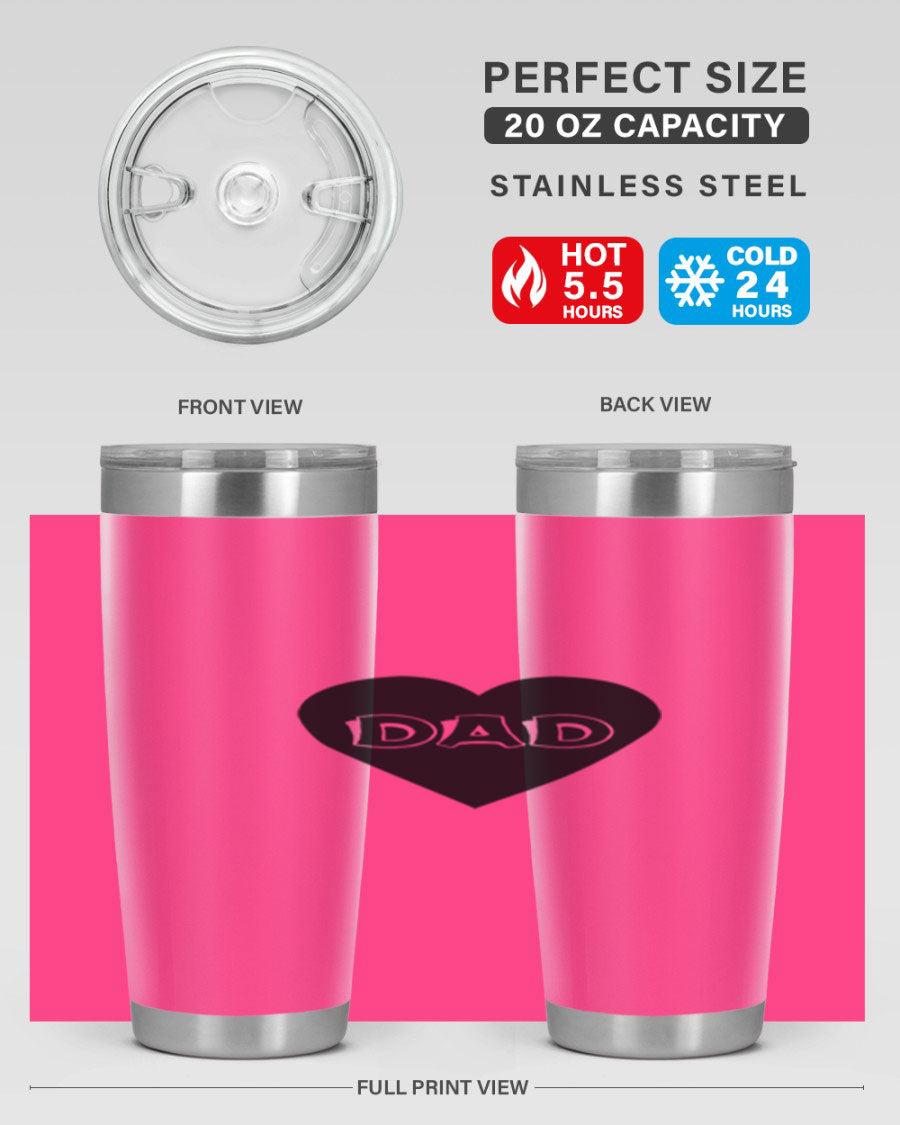 A sleek 20oz dad 27# Tumbler made of double wall vacuum stainless steel with a copper lining, featuring a drink-thru lid.