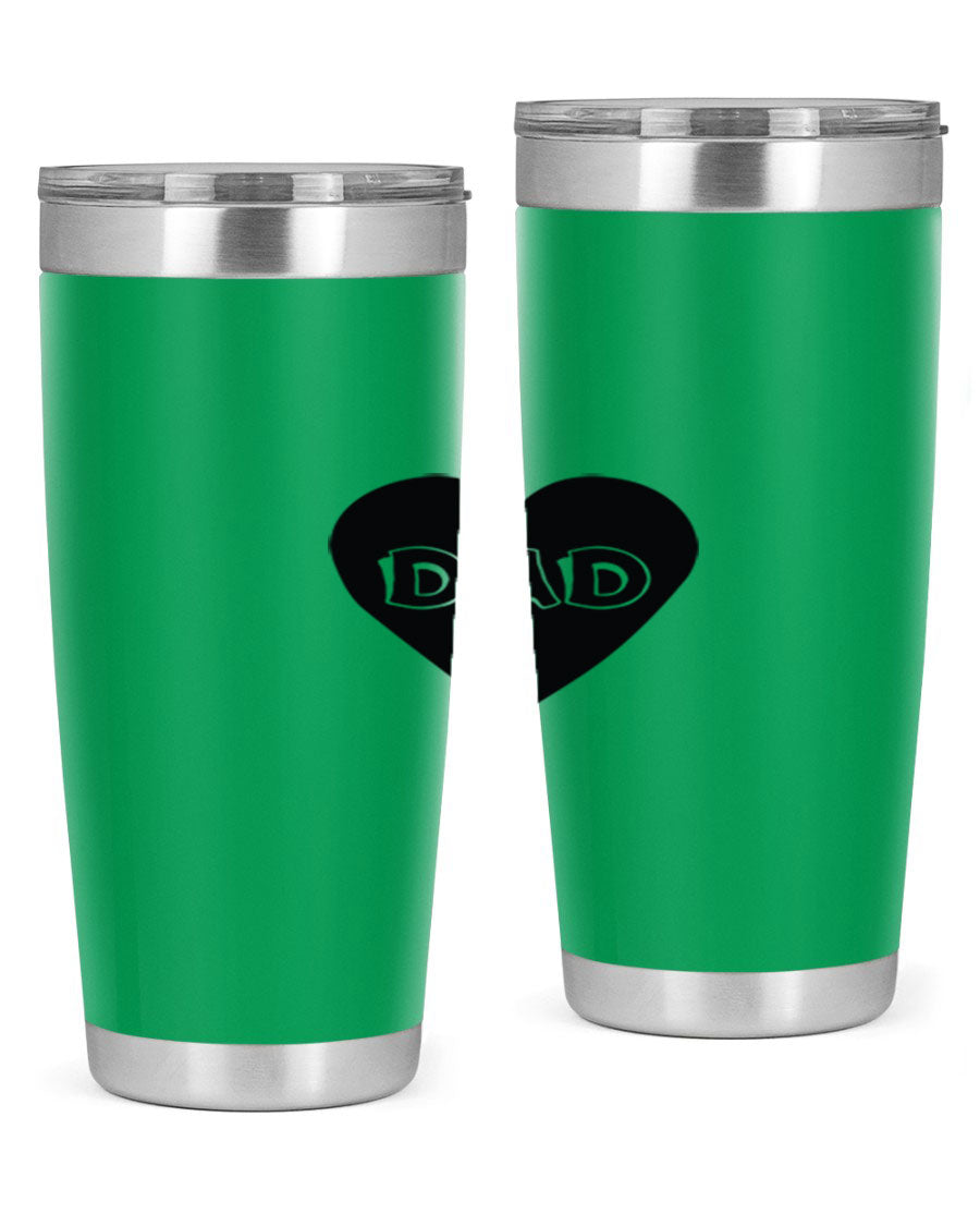 A sleek 20oz dad 27# Tumbler made of double wall vacuum stainless steel with a copper lining, featuring a drink-thru lid.