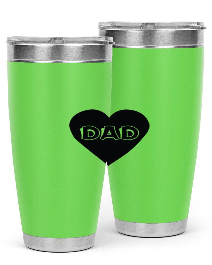 A sleek 20oz dad 27# Tumbler made of double wall vacuum stainless steel with a copper lining, featuring a drink-thru lid.