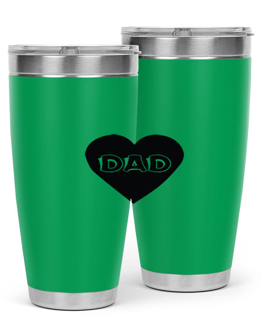 A sleek 20oz dad 27# Tumbler made of double wall vacuum stainless steel with a copper lining, featuring a drink-thru lid.