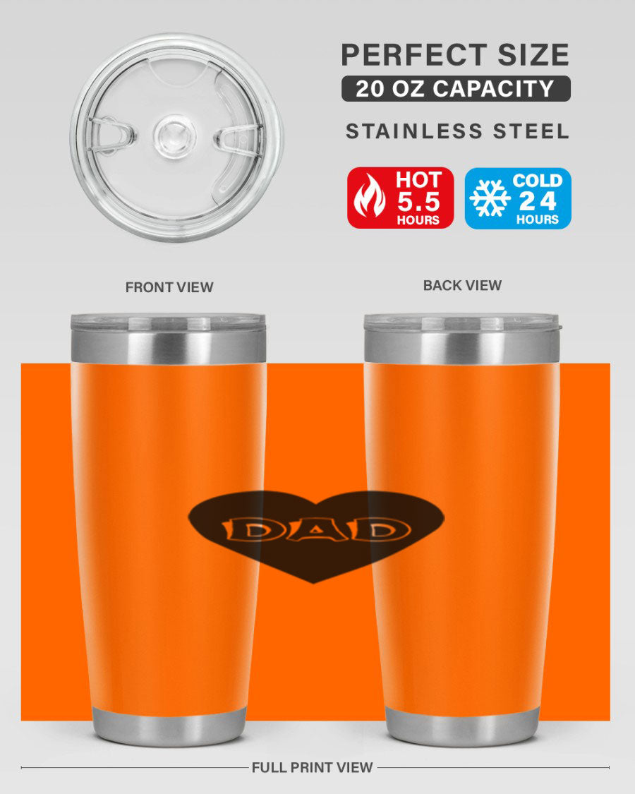 A sleek 20oz dad 27# Tumbler made of double wall vacuum stainless steel with a copper lining, featuring a drink-thru lid.