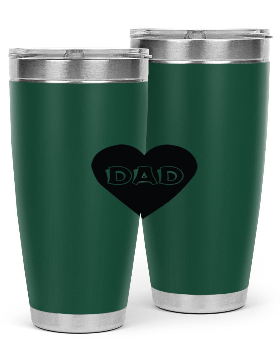 A sleek 20oz dad 27# Tumbler made of double wall vacuum stainless steel with a copper lining, featuring a drink-thru lid.
