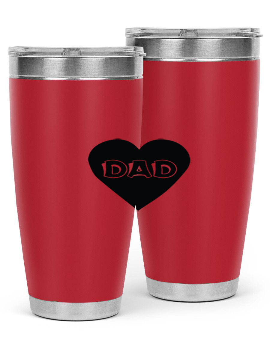 A sleek 20oz dad 27# Tumbler made of double wall vacuum stainless steel with a copper lining, featuring a drink-thru lid.
