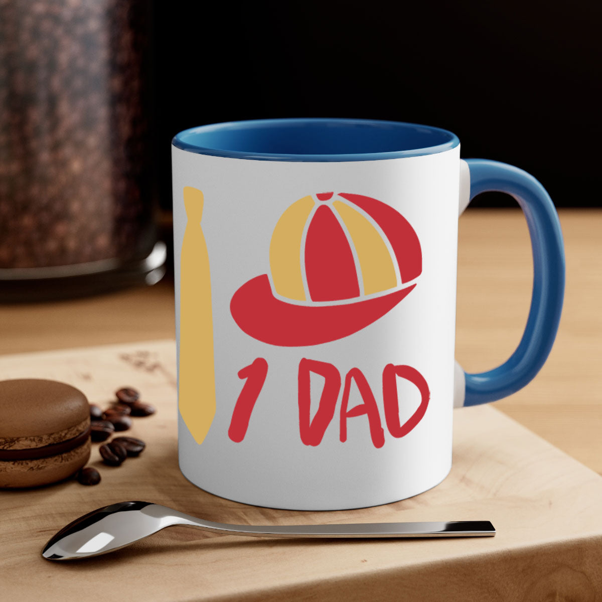 dad 271# Mug with colored handle and glossy finish, available in multiple colors and sizes.