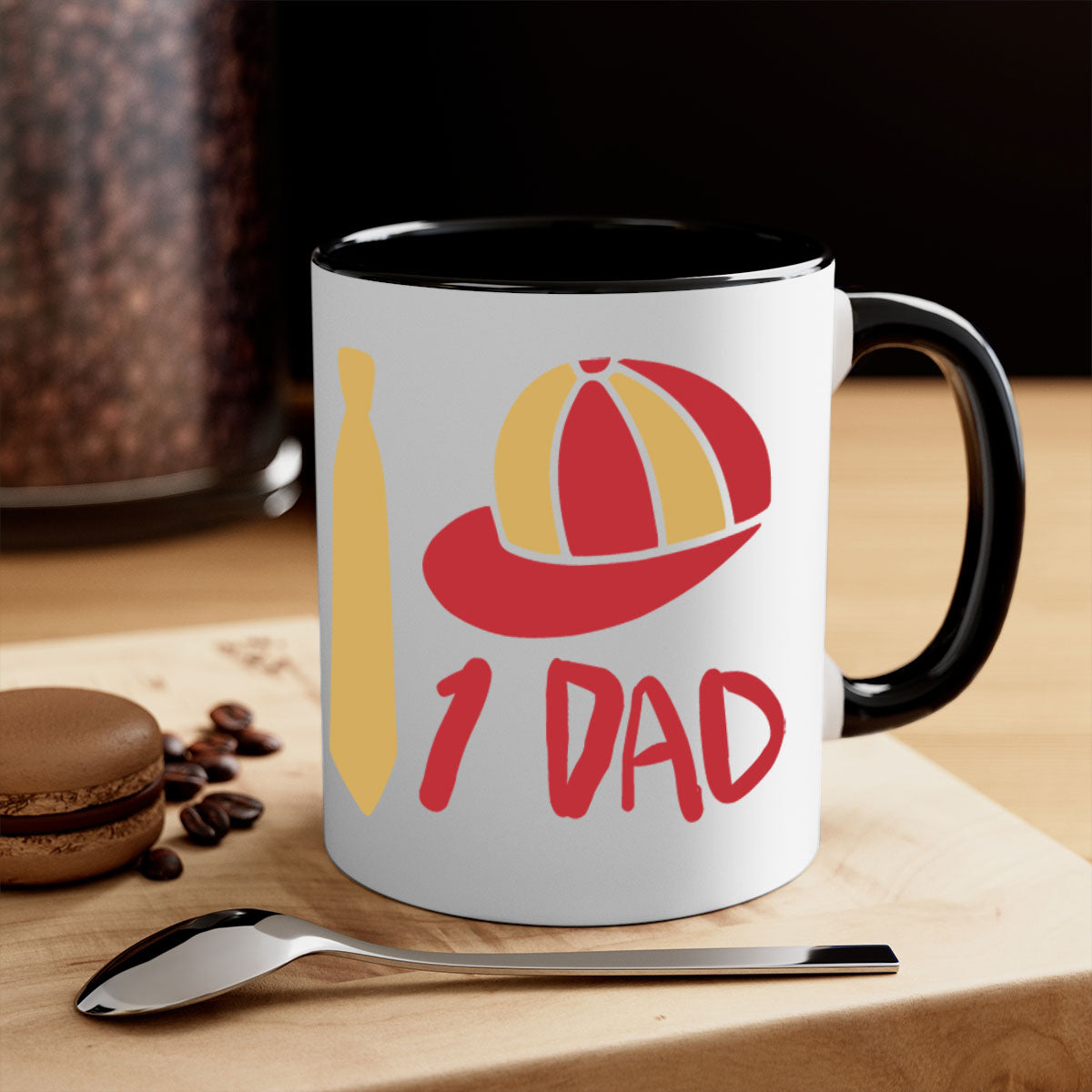 dad 271# Mug with colored handle and glossy finish, available in multiple colors and sizes.