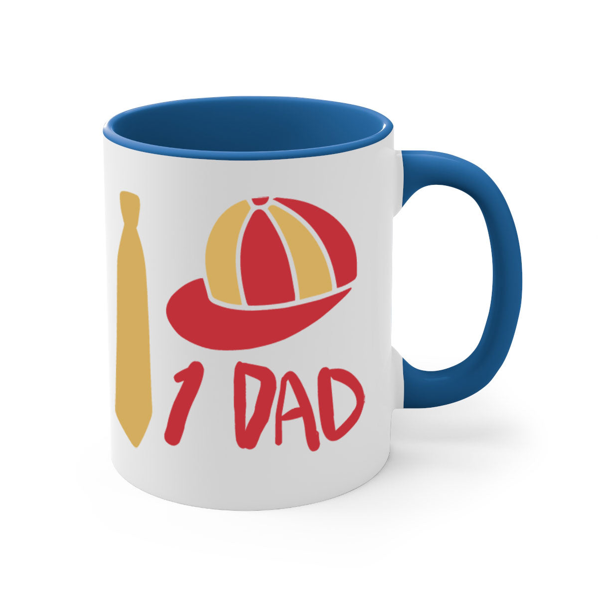 dad 271# Mug with colored handle and glossy finish, available in multiple colors and sizes.