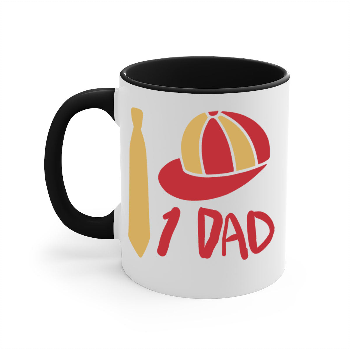dad 271# Mug with colored handle and glossy finish, available in multiple colors and sizes.