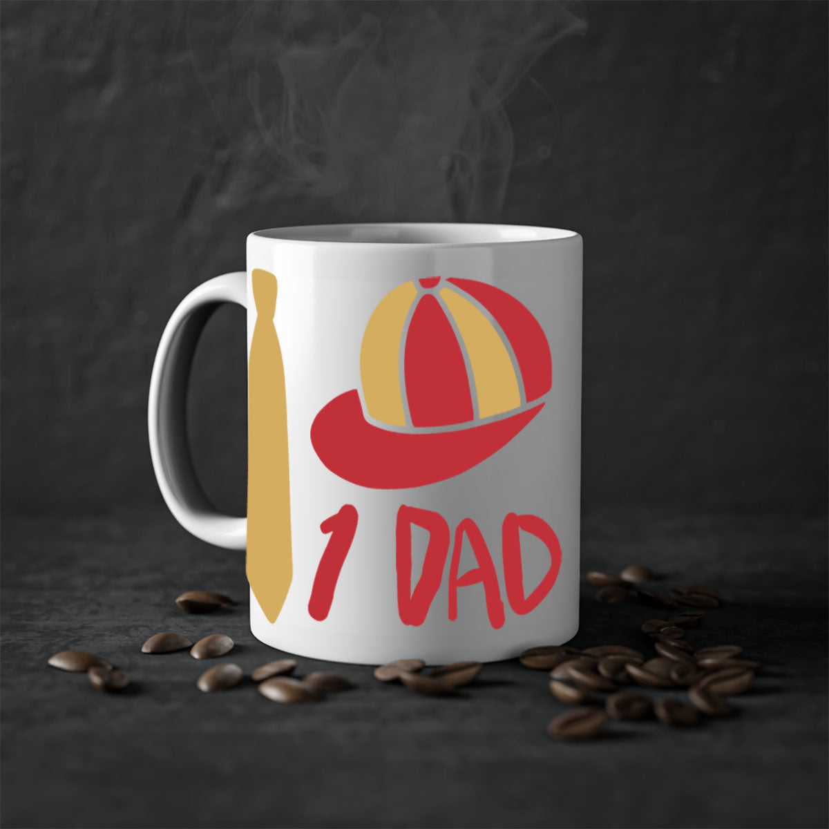 dad 271# Mug with colored handle and glossy finish, available in multiple colors and sizes.