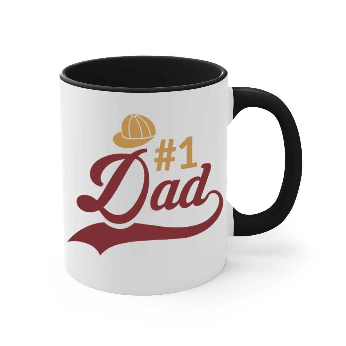 A stylish dad 275# Mug with a glossy finish, featuring a colored handle and interior, available in multiple colors and sizes.