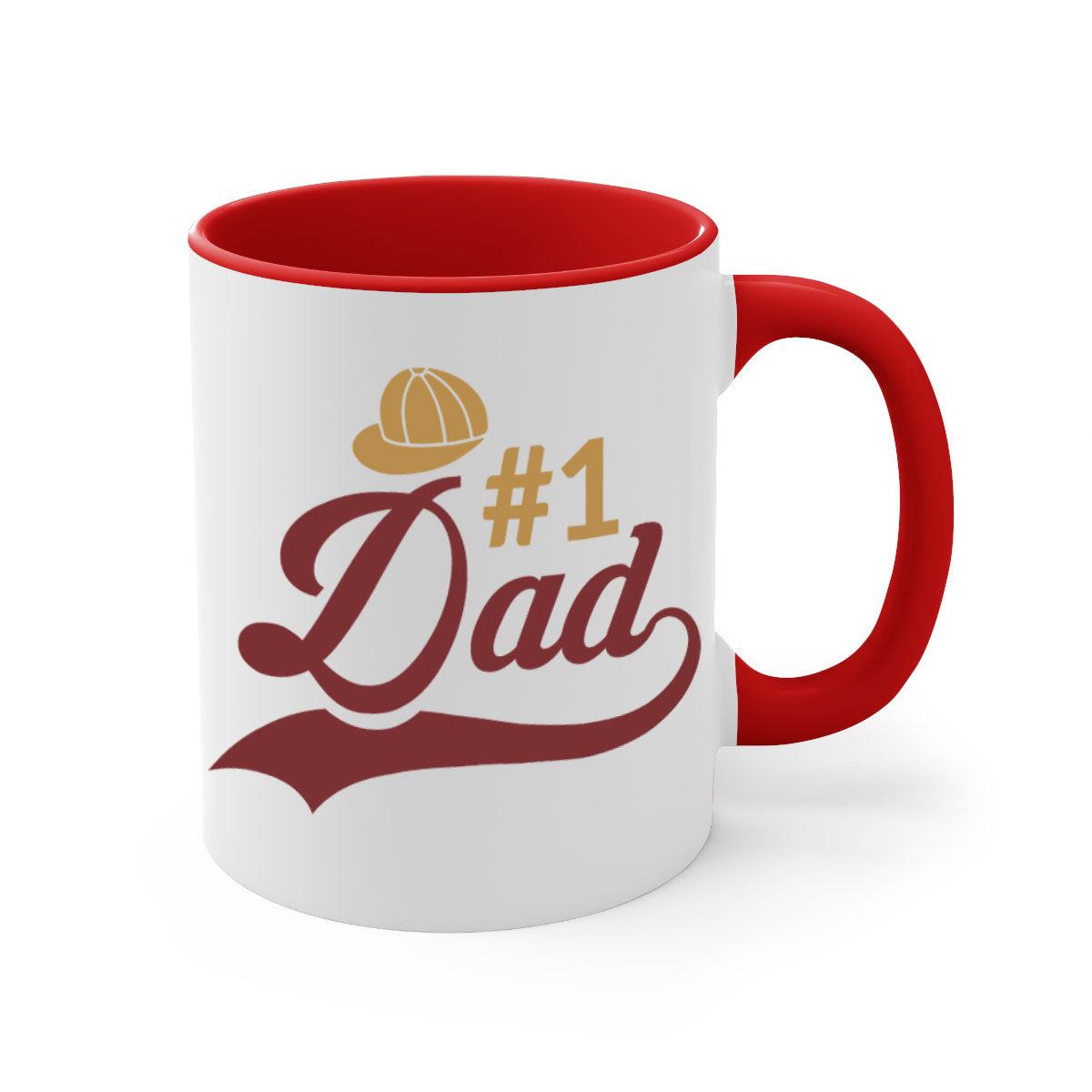 A stylish dad 275# Mug with a glossy finish, featuring a colored handle and interior, available in multiple colors and sizes.