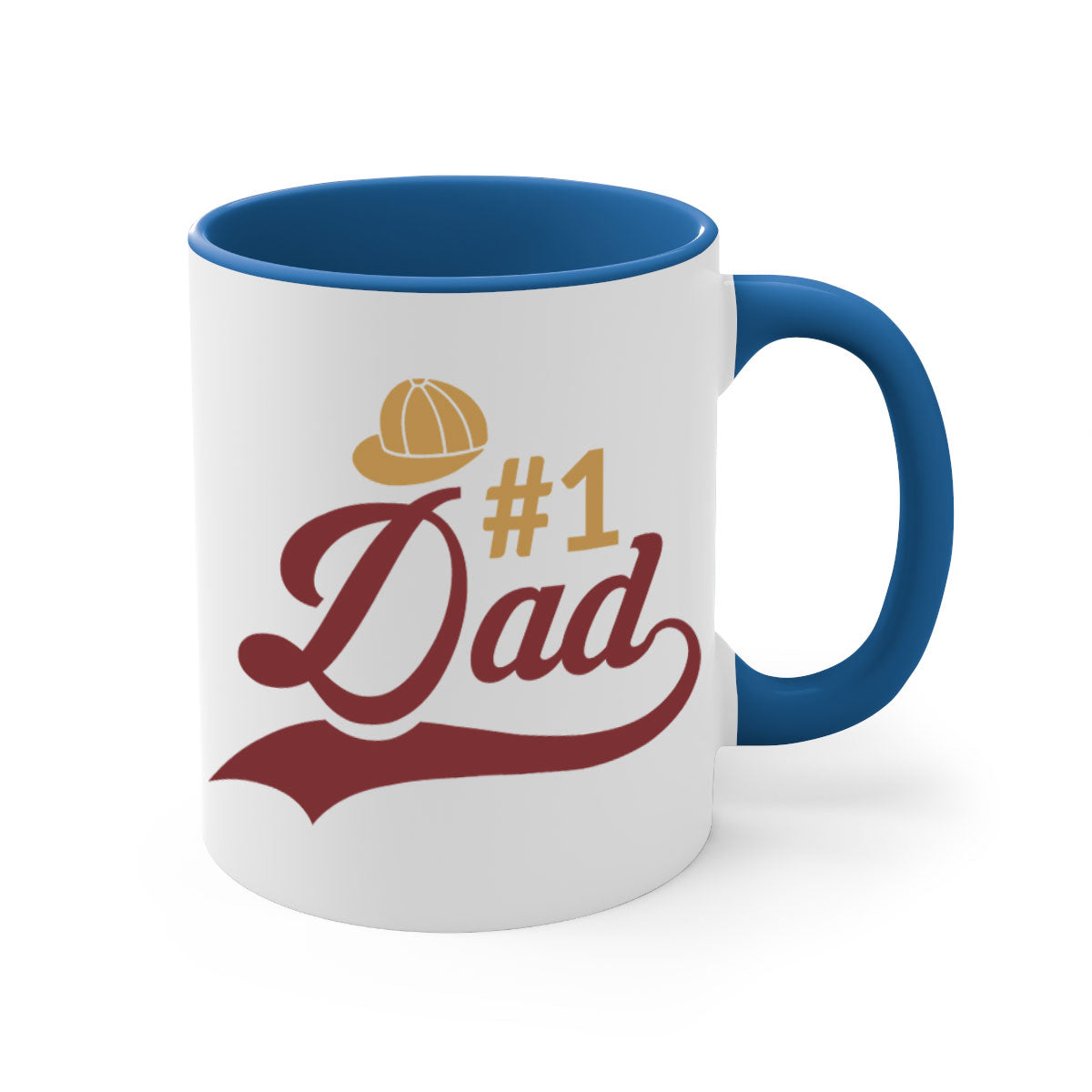 A stylish dad 275# Mug with a glossy finish, featuring a colored handle and interior, available in multiple colors and sizes.