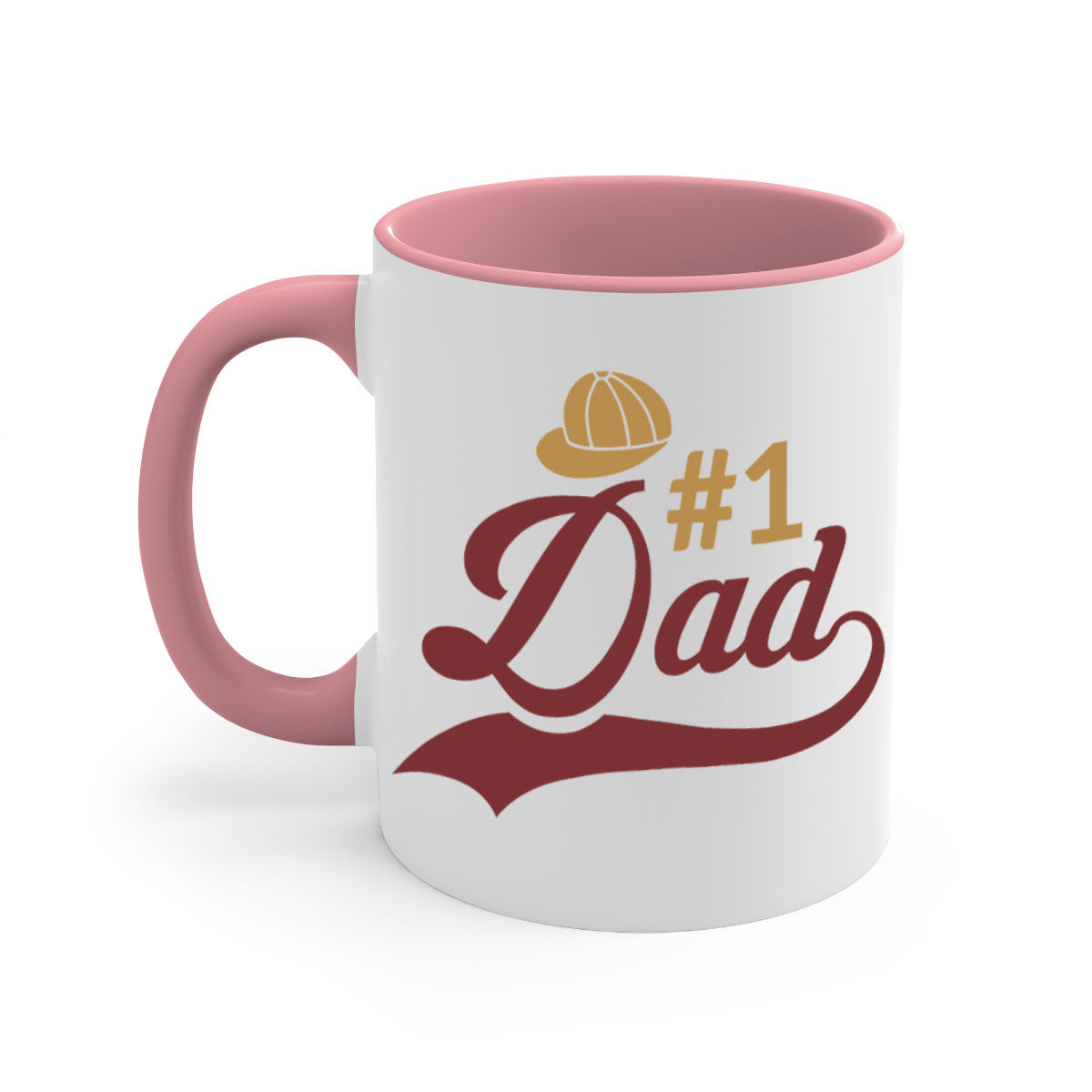 A stylish dad 275# Mug with a glossy finish, featuring a colored handle and interior, available in multiple colors and sizes.