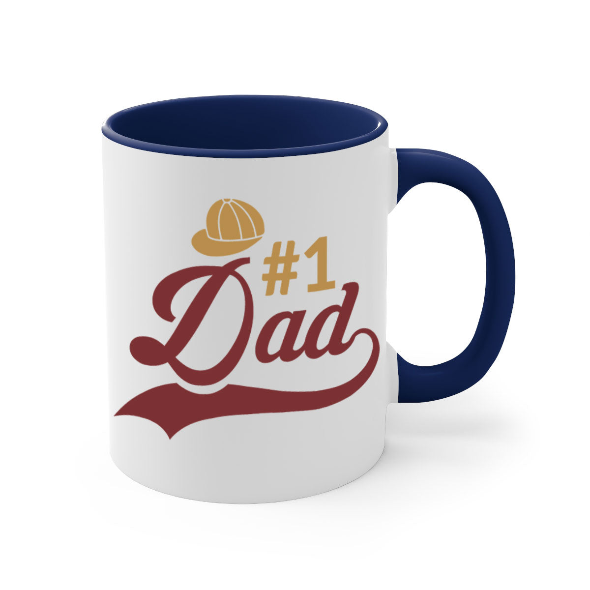 A stylish dad 275# Mug with a glossy finish, featuring a colored handle and interior, available in multiple colors and sizes.