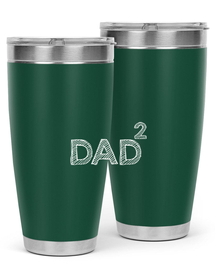 A stylish dad 32# Tumbler in stainless steel, featuring a double wall vacuum design, available in 20oz and 30oz sizes, perfect for hot and cold beverages.