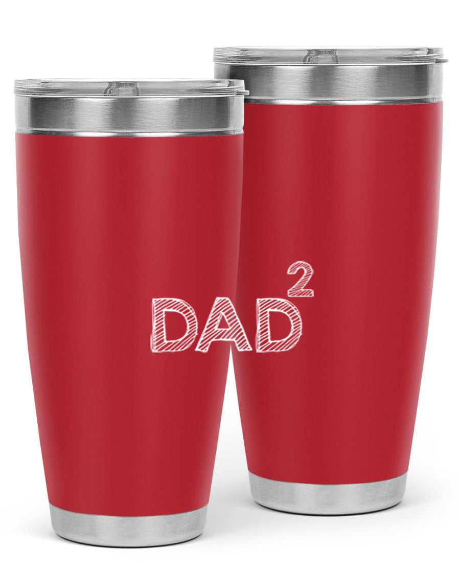 A stylish dad 32# Tumbler in stainless steel, featuring a double wall vacuum design, available in 20oz and 30oz sizes, perfect for hot and cold beverages.