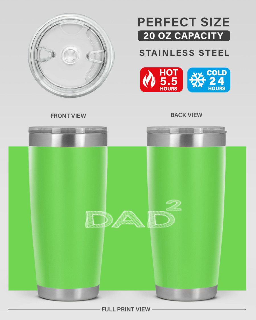 A stylish dad 32# Tumbler in stainless steel, featuring a double wall vacuum design, available in 20oz and 30oz sizes, perfect for hot and cold beverages.