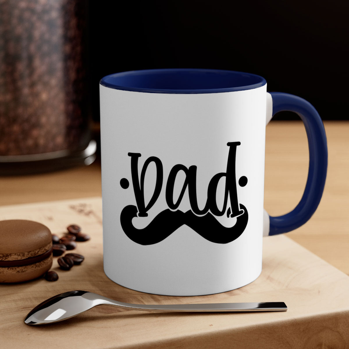 A stylish dad 56# Mug featuring a glossy finish, colored handle, and interior, available in five vibrant colors.